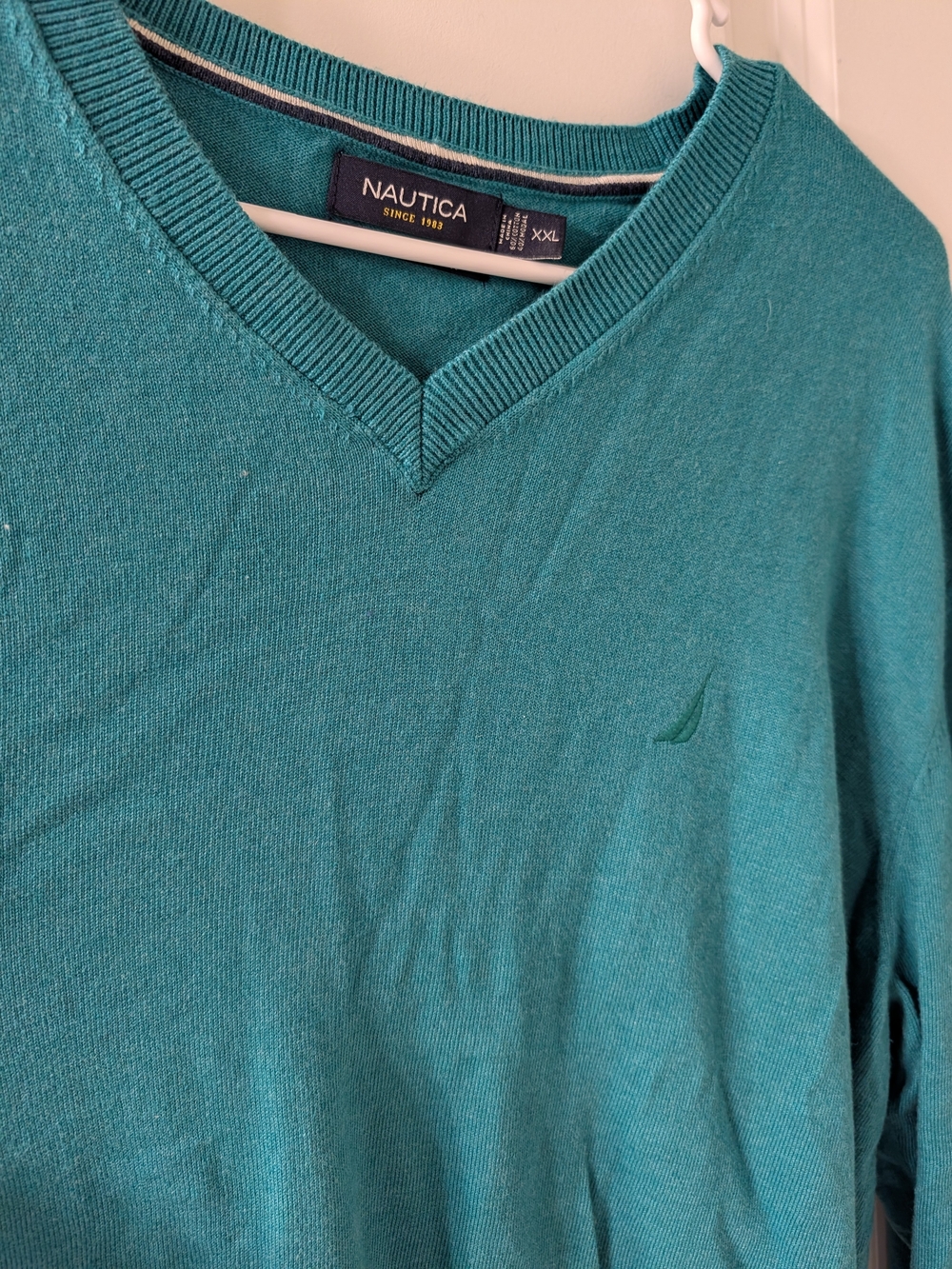 Nautica Teal Men's V-Neck Sweater